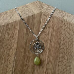 Tree of life hoop yellow gemstone necklace
